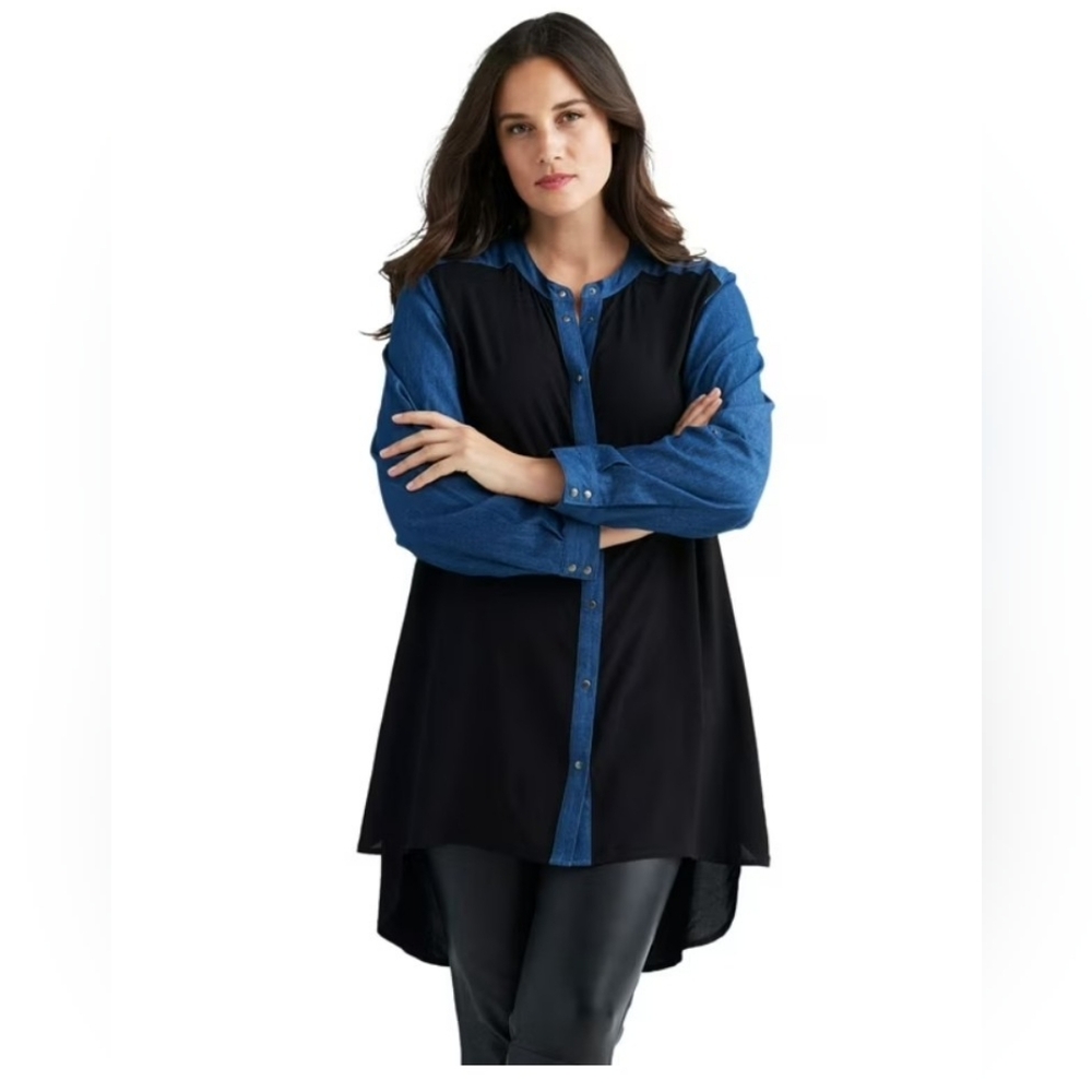 GUC Ellos* Women's Plus Denim Trim Tunic